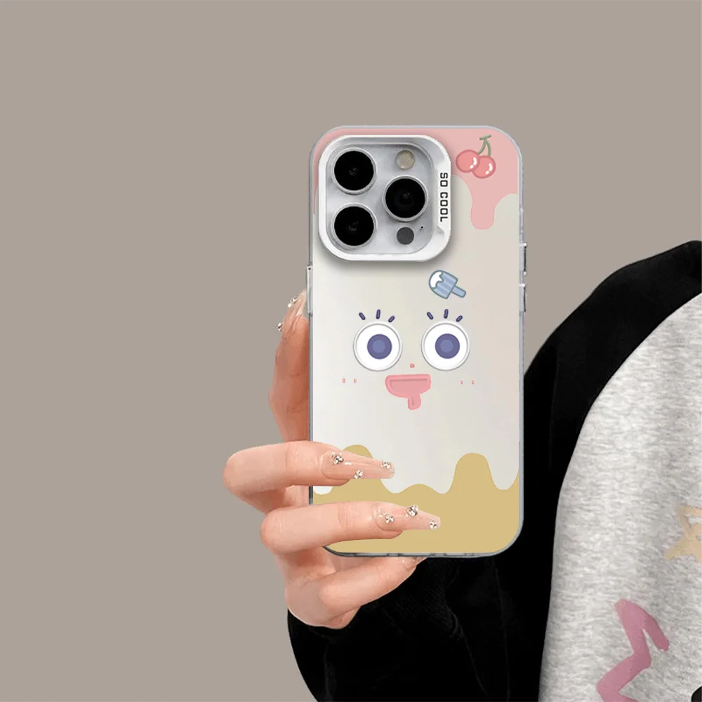 Ice Cream Quirky Cream Cartoon Couple Phone Case for IPhone 11 13 15 16 Max Pro Plus Laser Cover