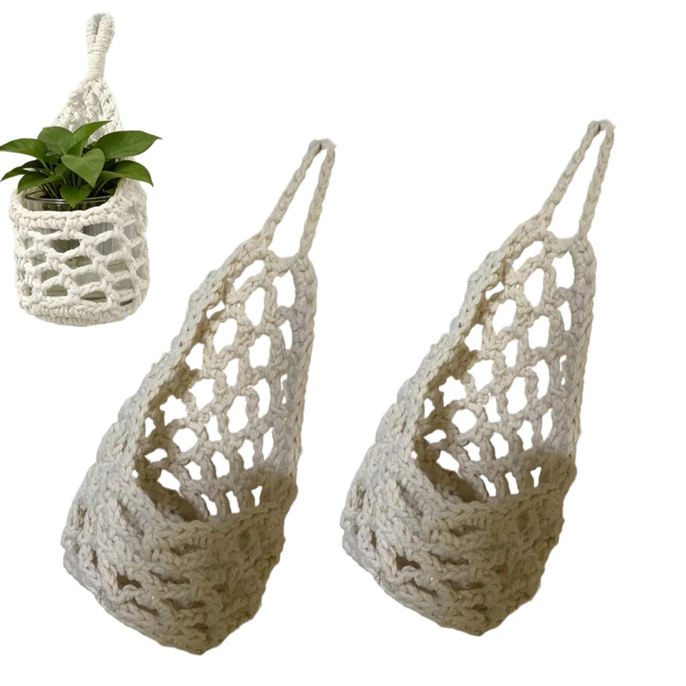 Macrame Wall Plant Hanger Cotton Rope Hanging Basket Holder For 4 Inch Pots Indoor Outdoor Garden Decor Boho Style
