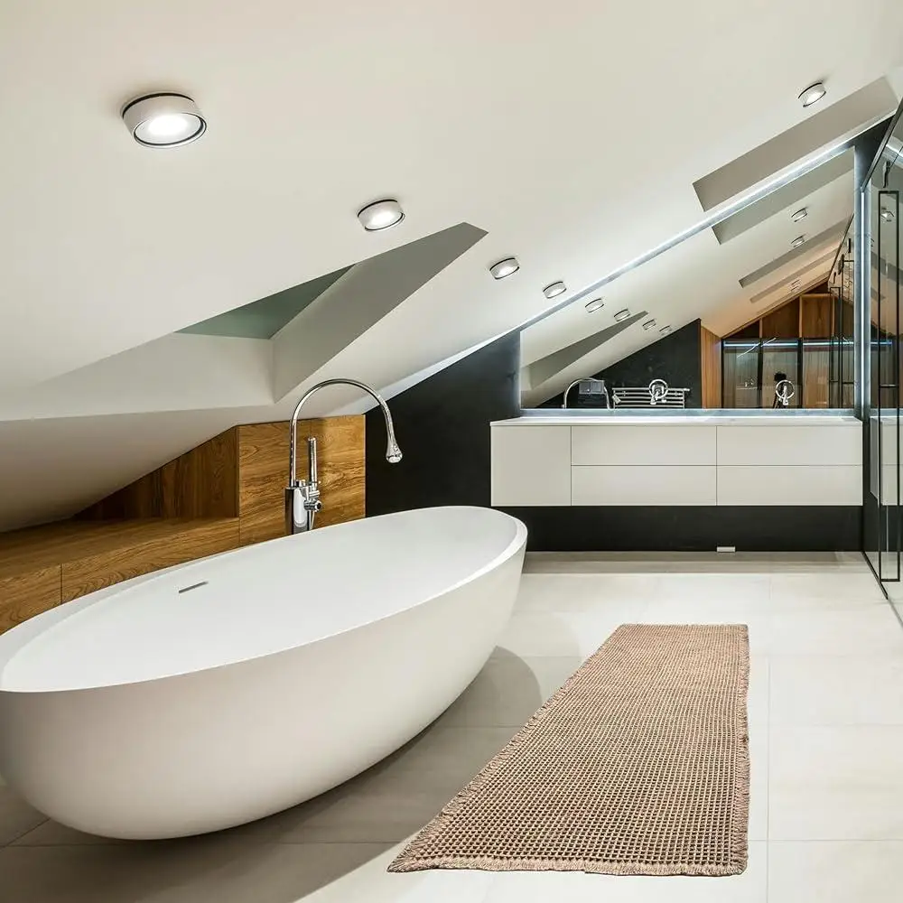 Super Absorbent Non-Slip Waffle Bath Mat Machine Washable Rubber Backed Bathroom Rugs with Tassels Soft Bathroom Decor Quick