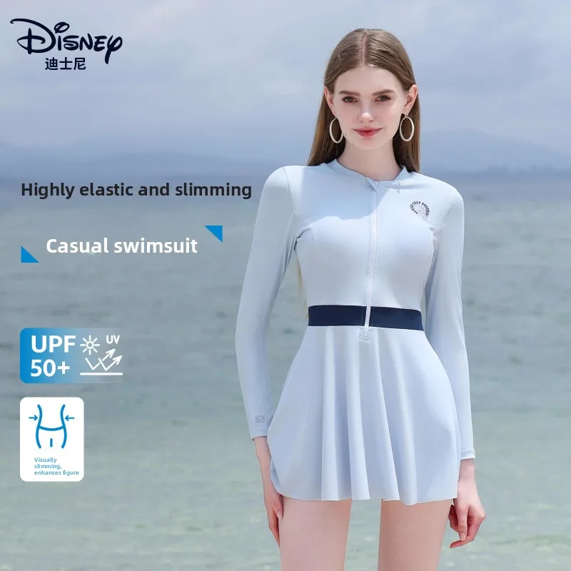 

Disney Swimsuit Women's 2025 New Long-sleeved Conservative Dress Swimsuit Seaside Vacation Sunscreen Equipment