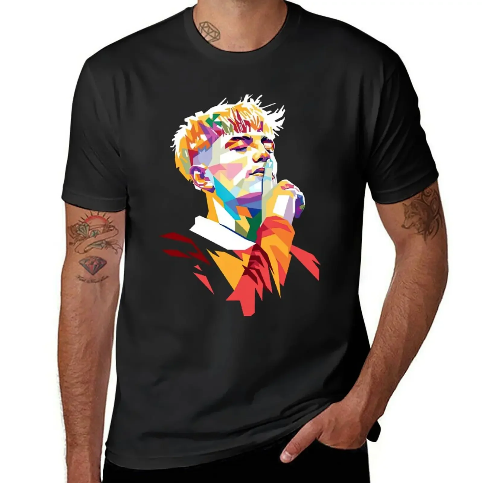 Hippie Clothes Tops T-shirts for Men Cotton Alejandro Garnacho Portrait Pop Art Posters and Art T-Shirt Men Clothing Oversized