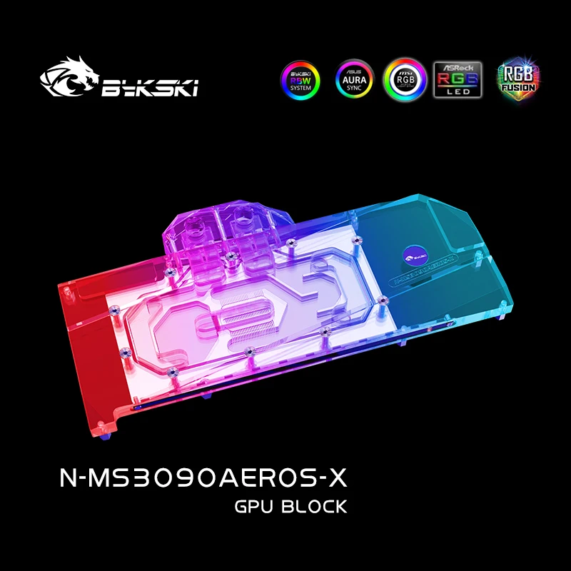 Bykski N-MS3090AEROS-X GPU cooler VGA water Block for Geforce MSI RTX 3090 Areo 24G Graphics card Liquid Cooler Copper 12V/5V