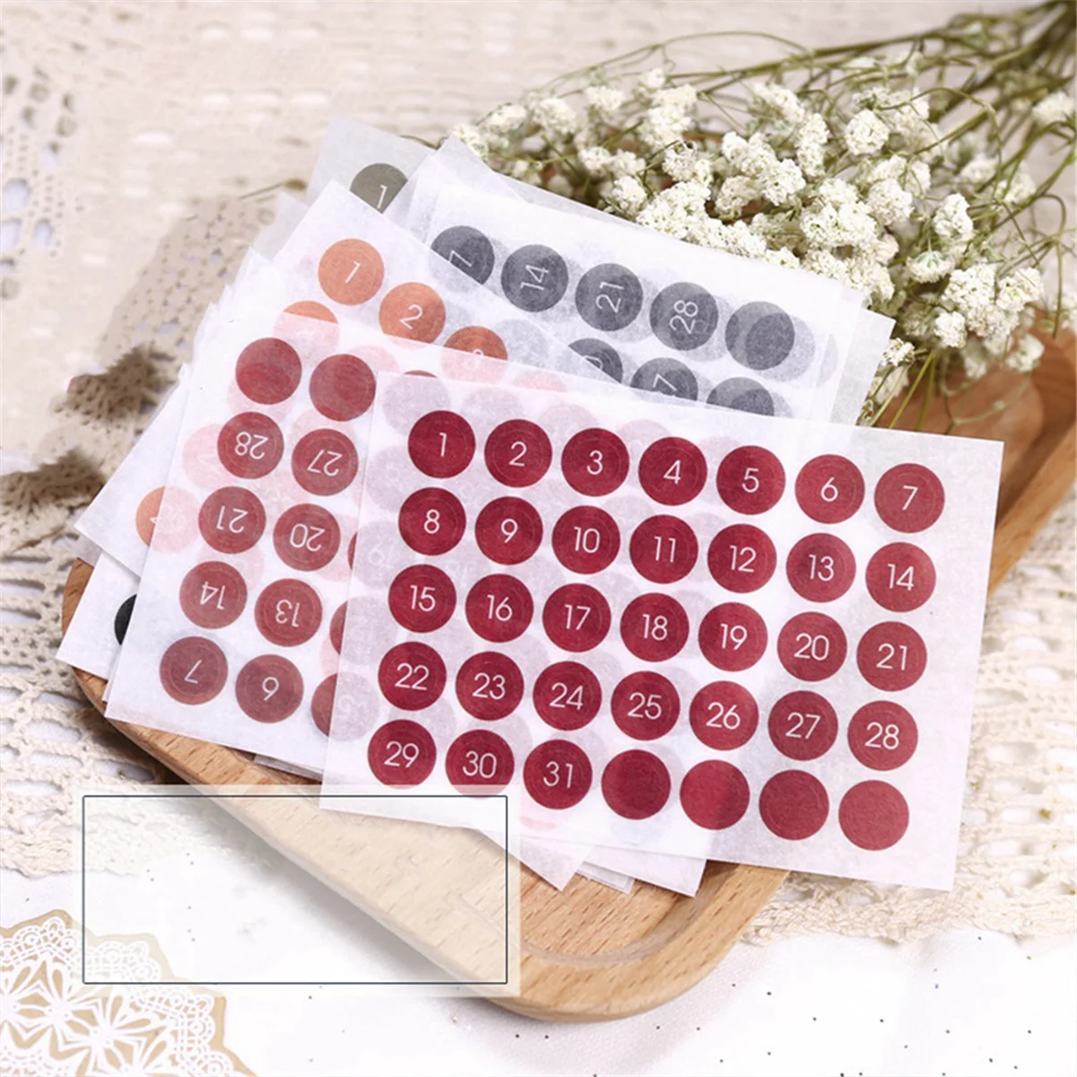 12PCS Colorful Round Number Date Sticker Journal Notebook Label Stickers Stationery Envelope Sealing Tags D