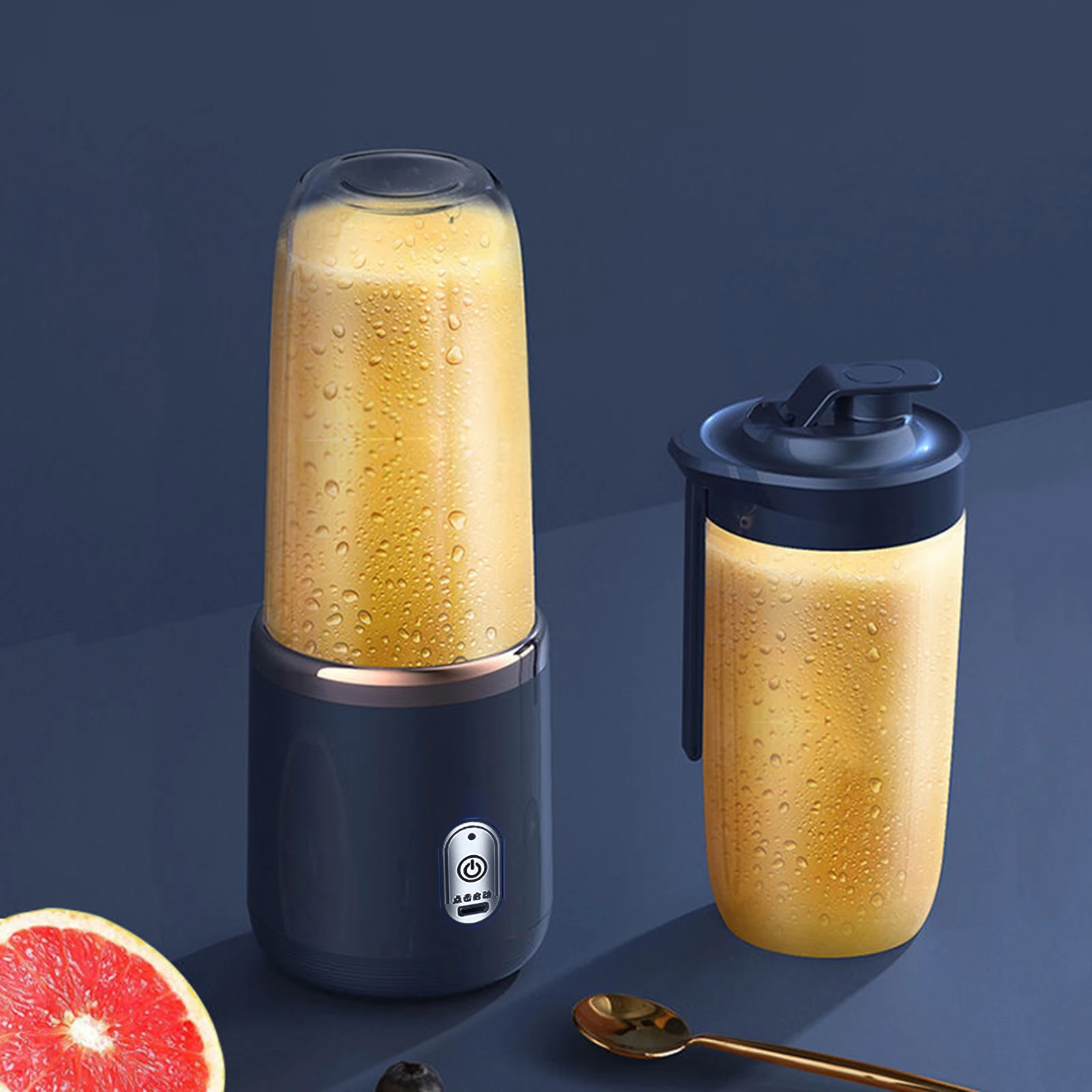 1pc Tragbare Kleine Elektrische Entsafter Blau/Rosa Edelstahl Klinge Tasse Entsafter Obst Automatische Smoothie Mixer Küche Werkzeug