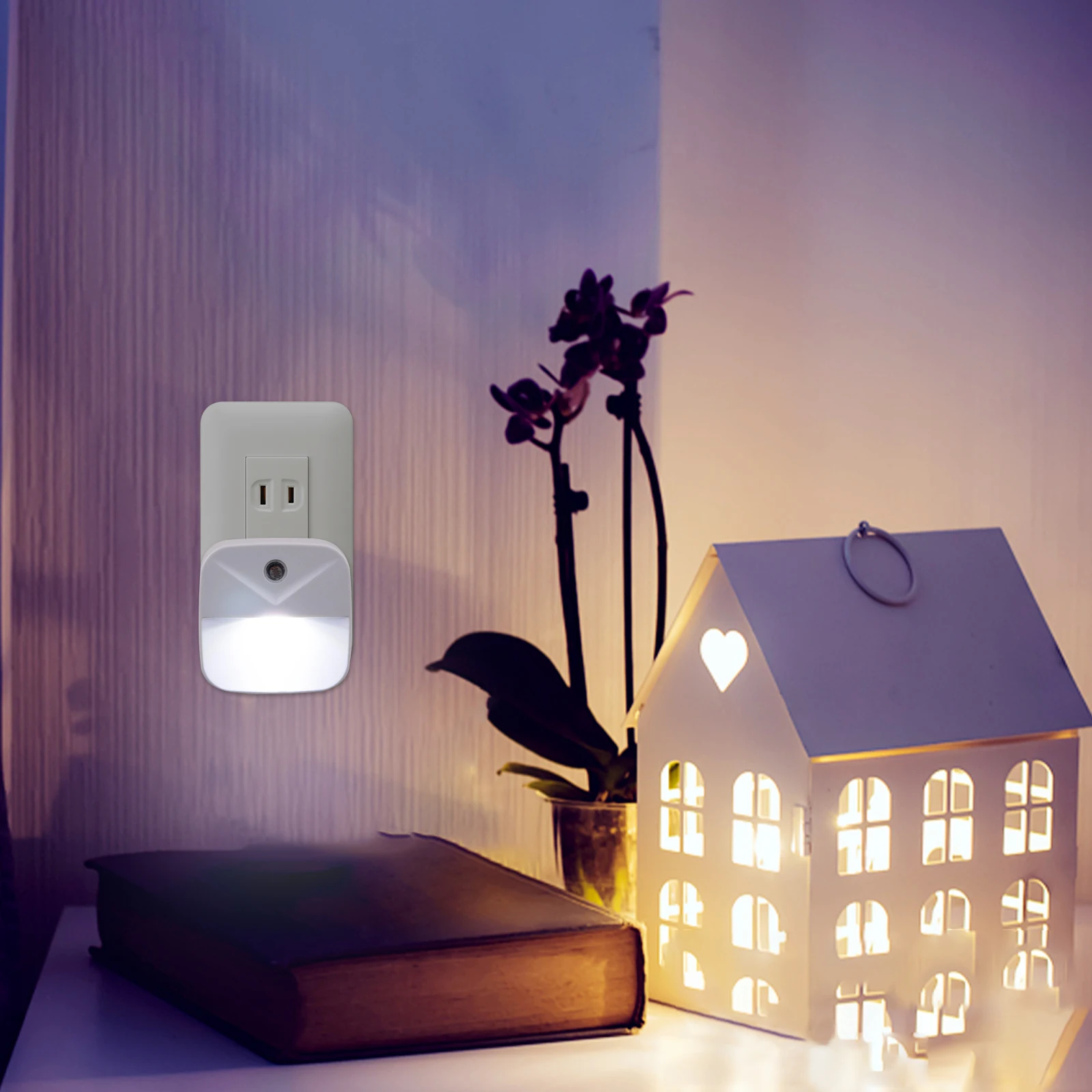 

3 Pcs Sensor Night Light Plug in Nightlight s Lamps Control Restaurant Lights Abs White