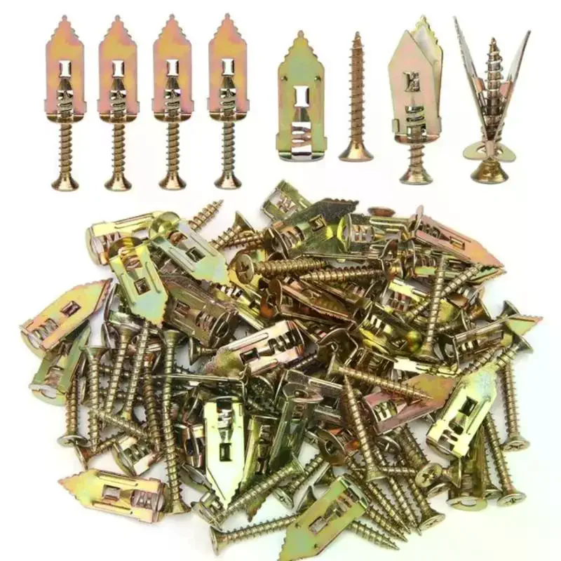 50Pcs Self-Tapping Drywall Anchor Kit Hollow Wall Plug With Expansion Screws For Wall Hanging Home Repair DIY Fixing Tools Set
