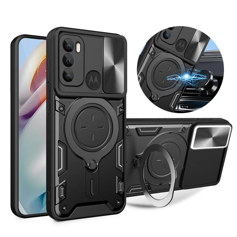 For Motorola Moto G60 G 60 Case Magnetic Car Holder Metal Ring Armor Cover For Moto G60S MotoG60 S Slide Camera Protection Funda