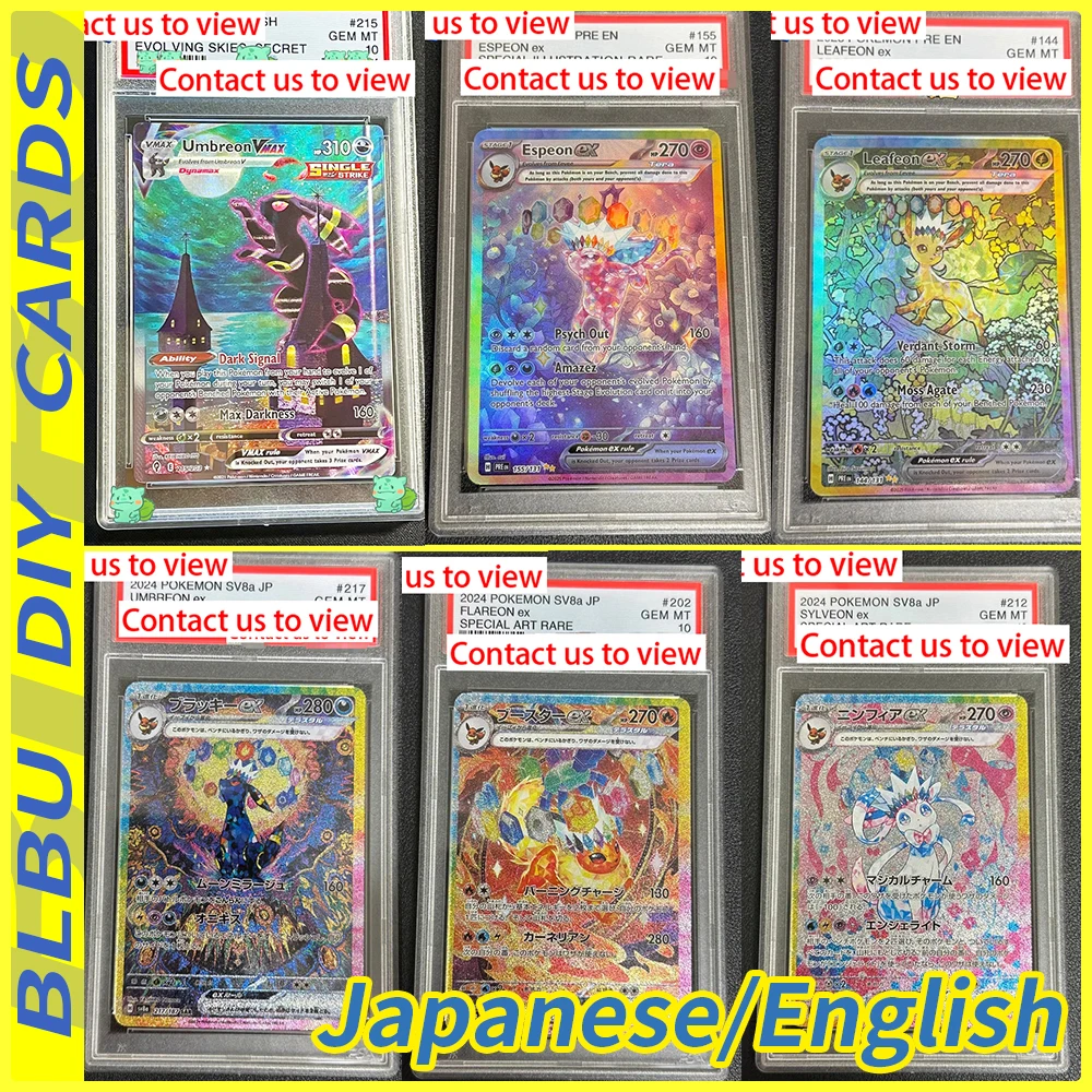 

BLBU 37Style PTCG Eeveelution Коллекционные карты UMBREON VMAX Eevee Vaporeon Японская тисненая текстура DIY Карманные английские карты США