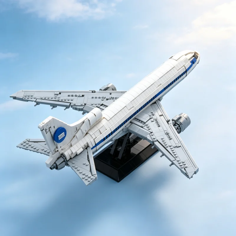 Retro Wide-Body Tri-Jet Airliner MOC Building Blocks 2196 Parts Wide-Body Jet Cabin Display DIY Brick Set Desktop Collectible