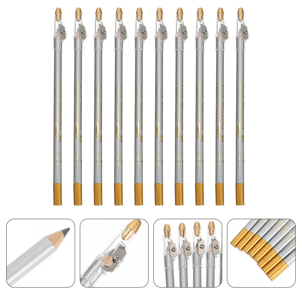 10 Stuks Waterdichte Wenkbrauwpotlood Ingebouwde Puntenslijper 2-In-1 Eyeliner Make-Up Tool Voor Natuurlijke langdurige Brow Eye Strokes