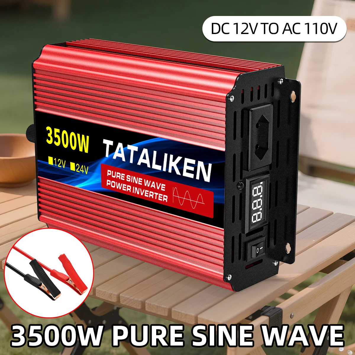 Pure Sine Wave Car Power Inverter 1000W-4000W, Stable AC Output for Sensitive Electronics, Brazil Socket with Display