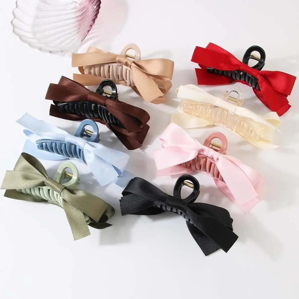 Double-sided Bow Clip Bowknot Hair Claw Headbands Hair Accessories Satin Bow Hair Clip Headwear Barrettes Large Size Hair Claw