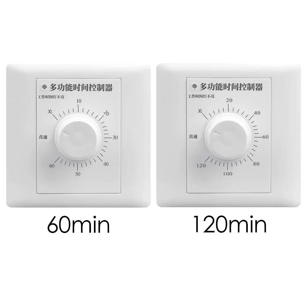 Interruptor de Control de tiempo profesional, 86x86mm, 220V, 10A, 60/120 Min, temporizador, cuenta atrás mecánica