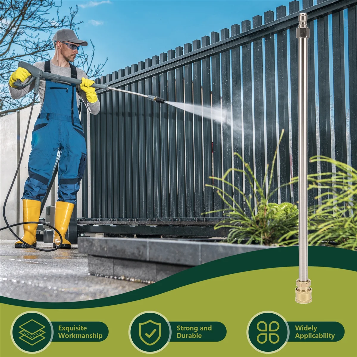 Haste de extensão de lavadora de pressão RUAI 17 polegadas de aço inoxidável 1/4 de polegada bico de lavadora elétrica de conexão rápida