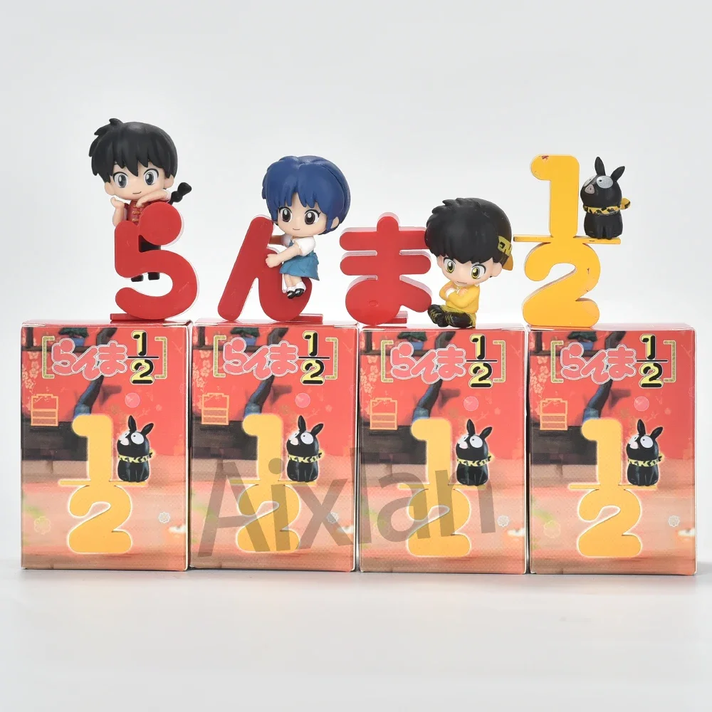 Aixlan 4PCS Ranma 1/2 Figure Ranma Tendou Akane Q Version Cute PVC Action Figure Amine Christmas Gift Collectible Figurine