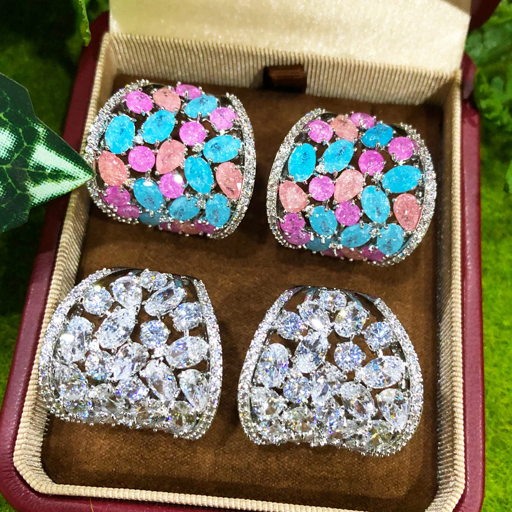 

Missvikki Hot Trendy Earrings Bijoux High Quality New Cute Romantic Earrings INS Style Multicolor Cubic Zirconia Women Wedding