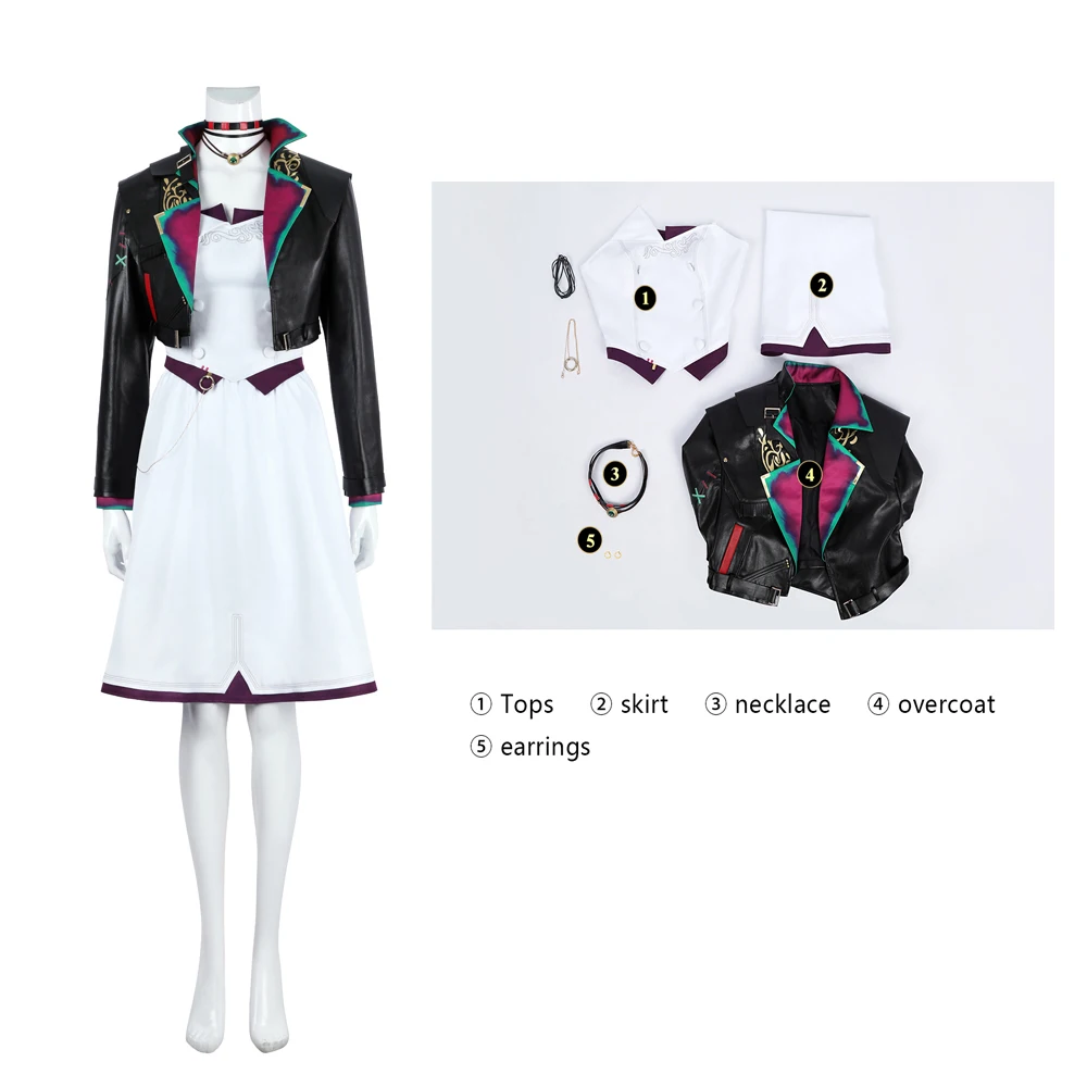 

LOL2 role-Playing Costume Super British BAOBAO Cosplay Costume Halloween Carnival White Dress Jacket Accessories