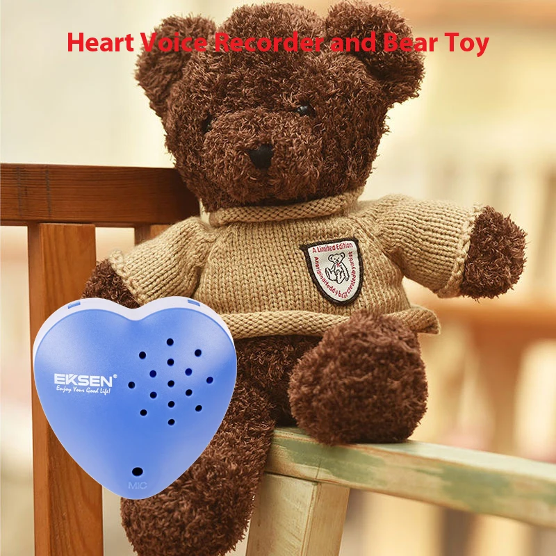 

40 cm Bear Toy and 30 Seconds Heart Voice Recorder Sets, DIY Custom Message Gifts for Your Lover and Friend.