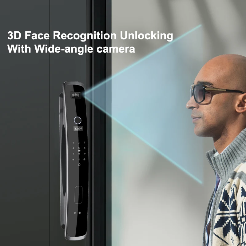 005 Rebekey Fully Automatic 3D Face Recognition Lock with Camera Tuya APP Password Lock Fingerprint Biometric Smart Door Lock