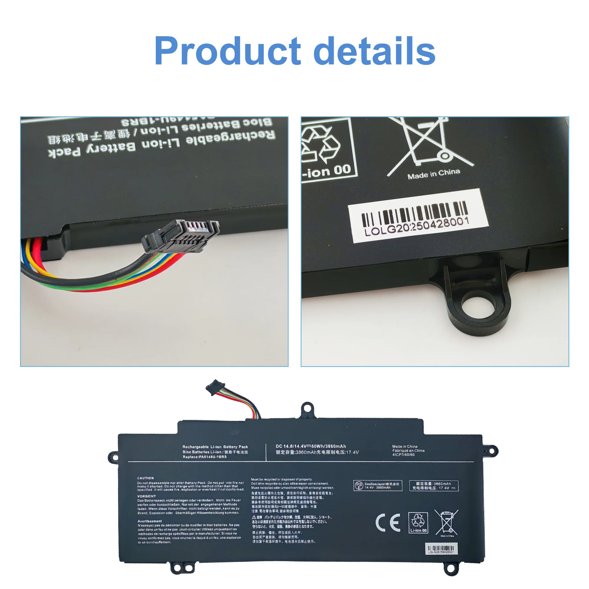 PA5149U-1BRS PA5149U Batteria del computer portatile per Toshiba Tecra Z40 Z40-A Z40-A-110 Z40-B Z40-C Z40-A-10X Z40-A-16Q 4INP7/60/80