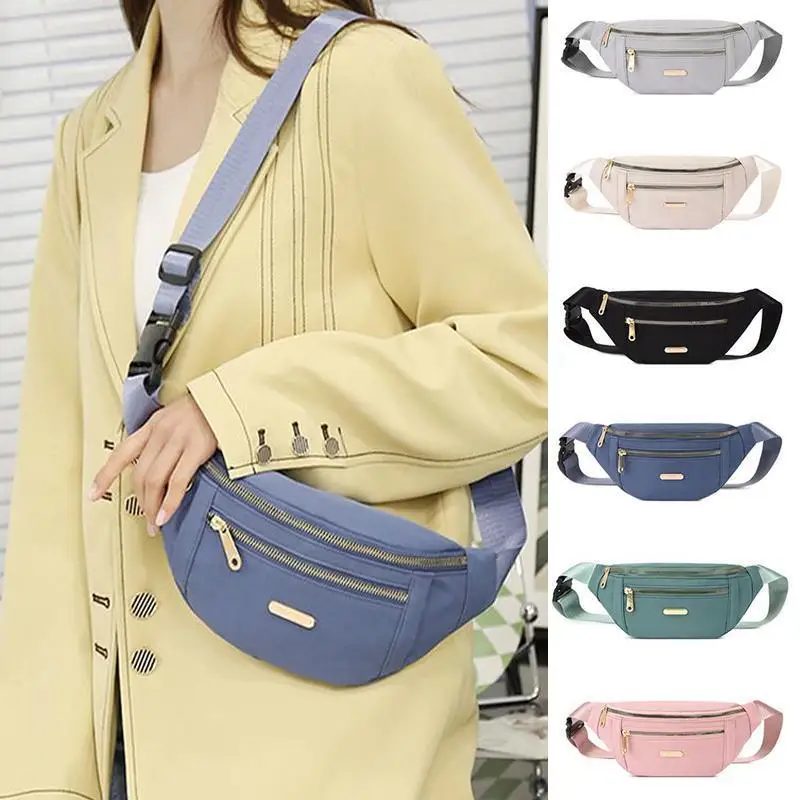 Riñonera de moda para mujer, bolso de viaje, bolso de pecho, bolso de hombro, Color sólido