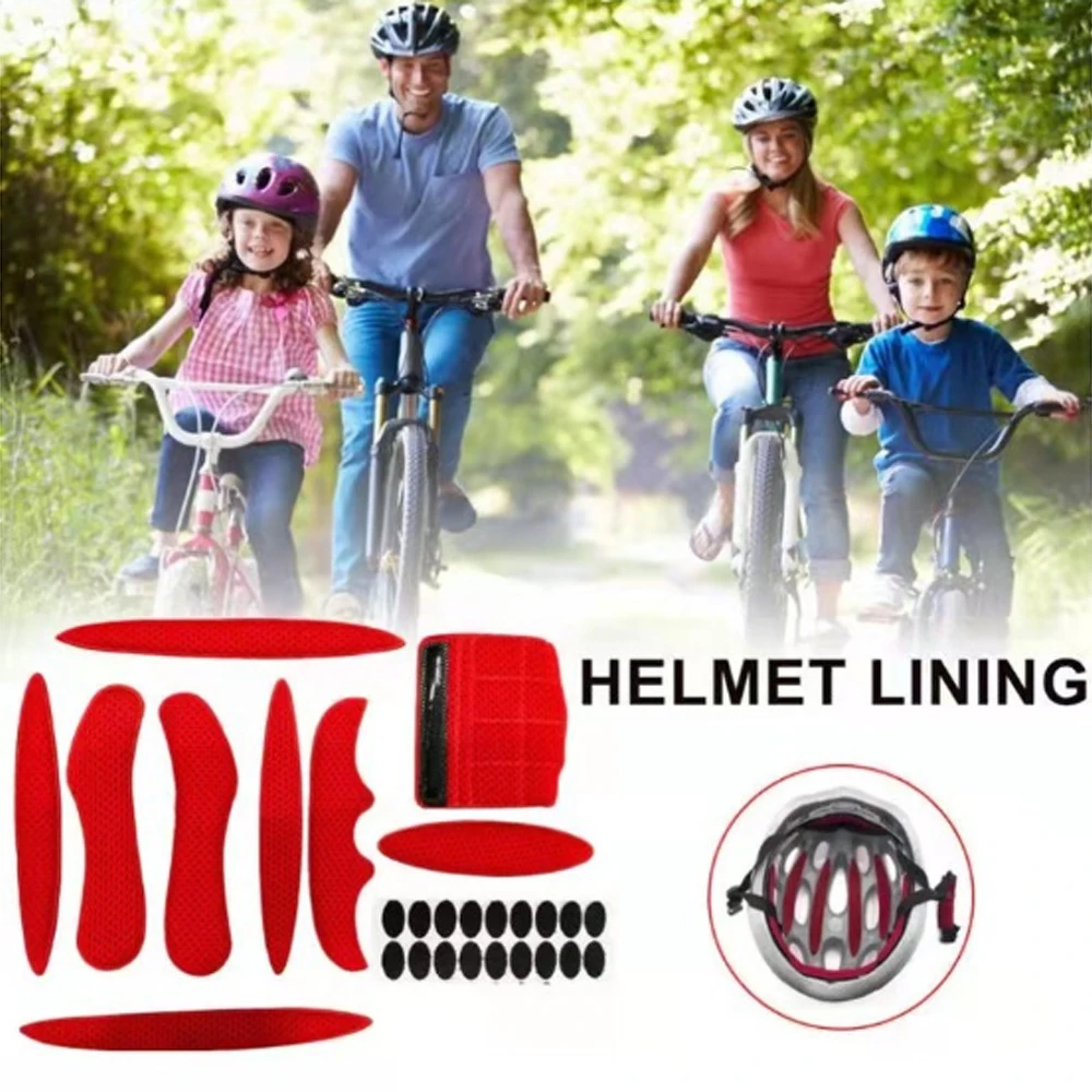 Red/Black 27pcs/set Helmet Padding Kits Sealed Sponge Replacement Motorcycle Bicycle Cycling Universal Foam Pads Set