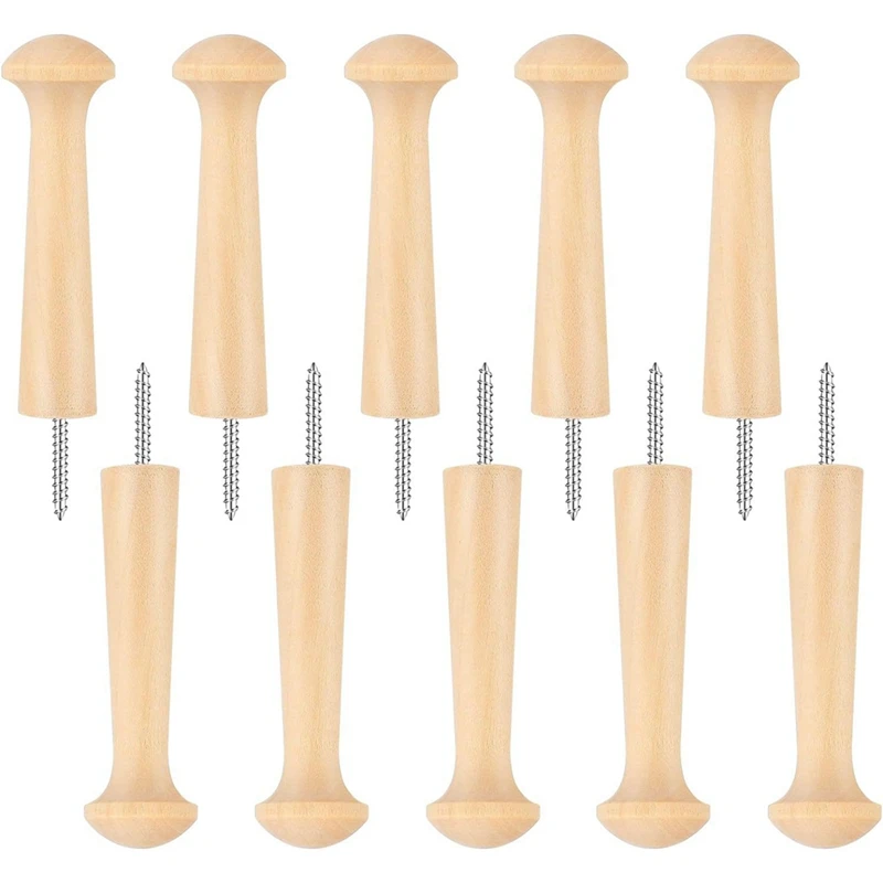 ABRE-20Pcs Wooden Shaker Peg Wood Screw-On Shaker Pegs Unfinished Wood Shaker Racks For Hanging Clothes Hats Towel