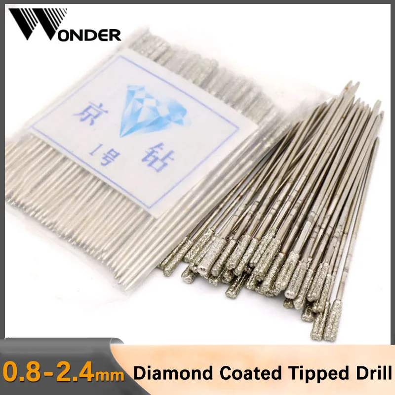 5-20pcs 0.8 - 2.4mm Diamond Coated Tipped Drill Bits for Tile Glass Jewellery Hole Saw Crystal Ceramics Semiconductor Materials