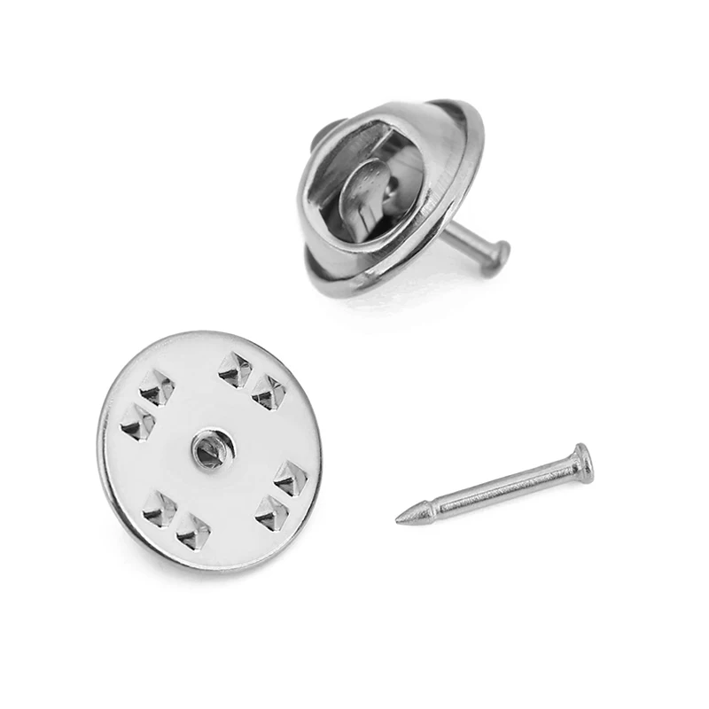 10sets PVD Never Fade Stainless Steel Brooch Pins Locking Lapel Badge Holder Nail Tie Tack Back Supplies For DIY Jewelry Making - view 6