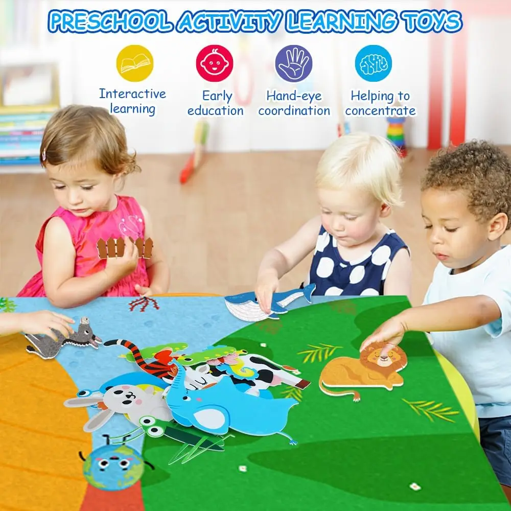 Zoo Tiere Filz Geschichte Bord Set Montessori Lernen Spielzeug Interaktive Storytelling Lehre Spielen Wand Hängen Kits Für Kinder Geschenk – Detail 18