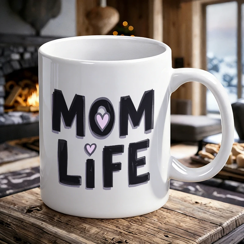 

Cup & Mug Set, Mom Life Heart Letter Ceramic Mug,Coffee Cup, Milk Cup,Office Tea Cup, Drinking Cup,Gift for Friends,Fade-Restant