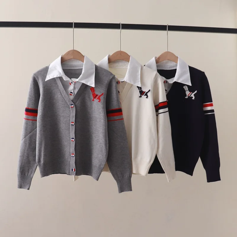 

Fake Two Knitted Sweaters, Shirt Collar Splicing, POLO Collar Jacquard Long Sleeve Knitted Sweater, Autumn/Winter New Style