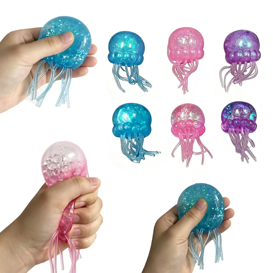 octopus Fuzz Ball Jellyfish Squishy octopus stress ball Soft Stress Relief Toy Cute Relaxing Squeeze Sensory Toy New Gift IN