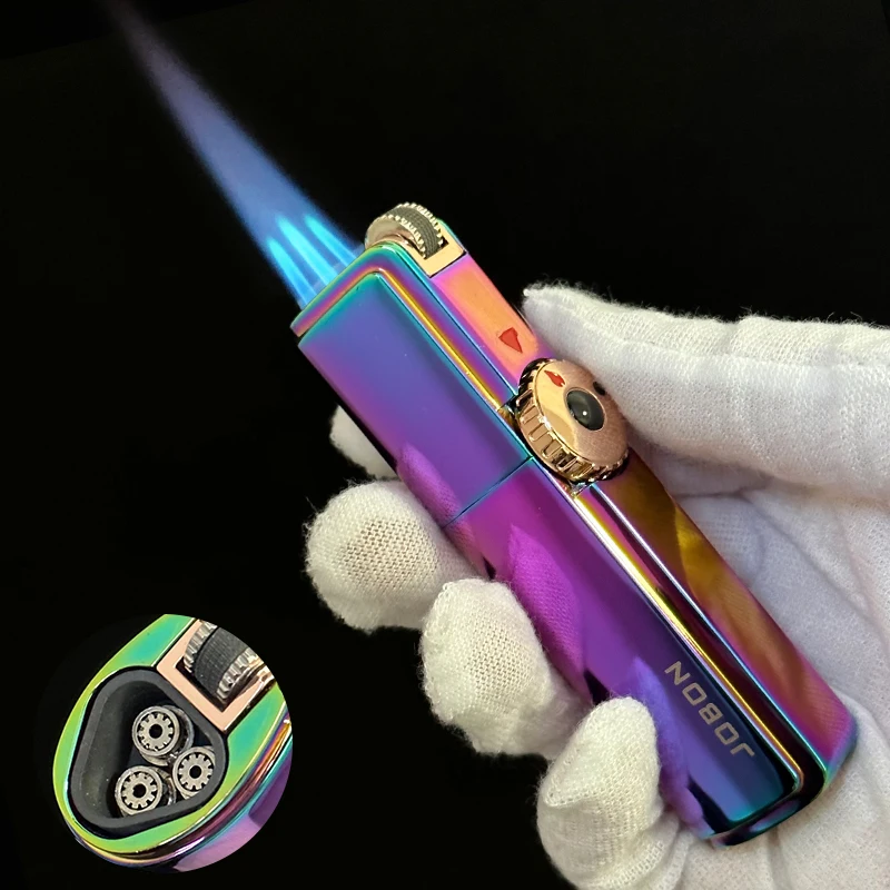 جديد Jobon واحد الثلاثي الشعلة أخف المعادن يندبروف الغاز البيوتان جت الصوان أخف 3 فوهات توربو شواء السيجار بندقية رذاذ الأدوات الرجال #3