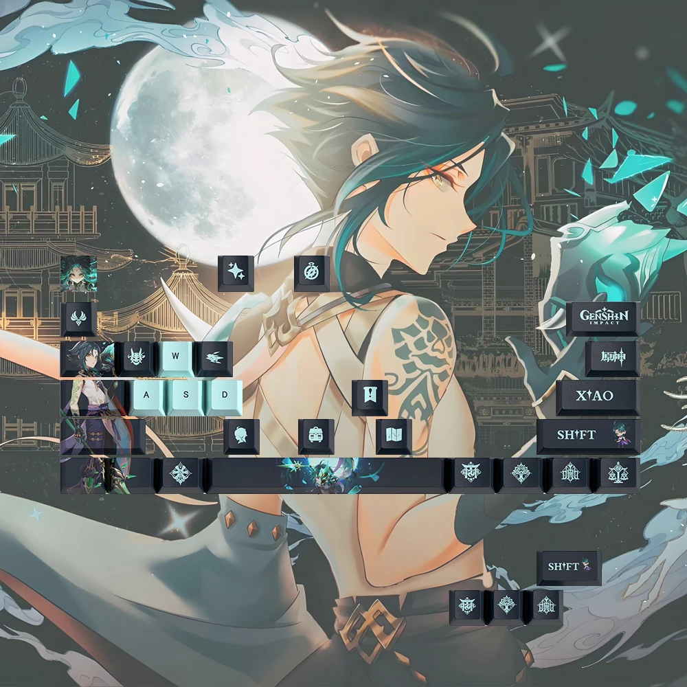 Genshin Impact Keycaps For Mechanical Keyboards Furina OEM Profile Five-sided Sublimation 29-keys Mini Set PBT Material Keycaps