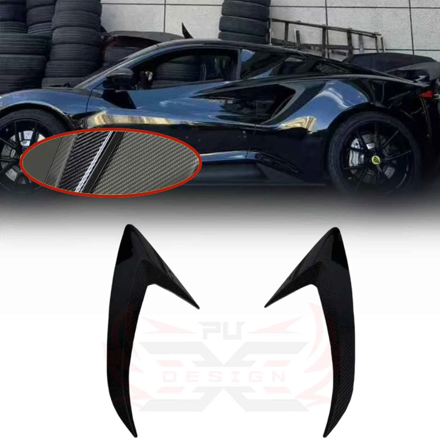 

For Lotus Emira V Style Car Side Vent Dry Carbon Fiber Air Intake Cover Trim