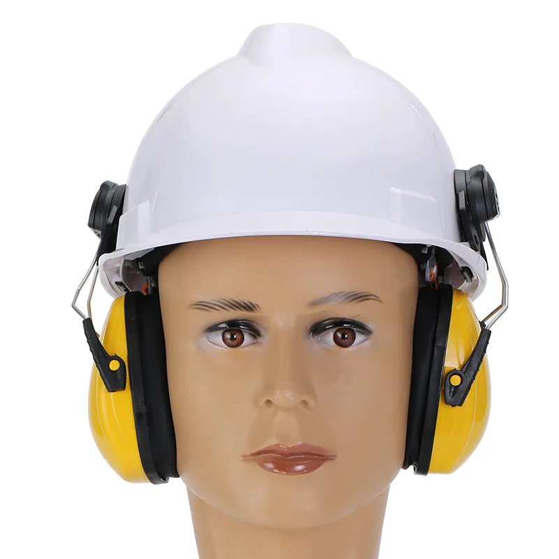 1 Pair Safety Helmet Ear Muff Noise Reduction Helmet Hard Hat Hearing Protection Earmuff for Construction Site