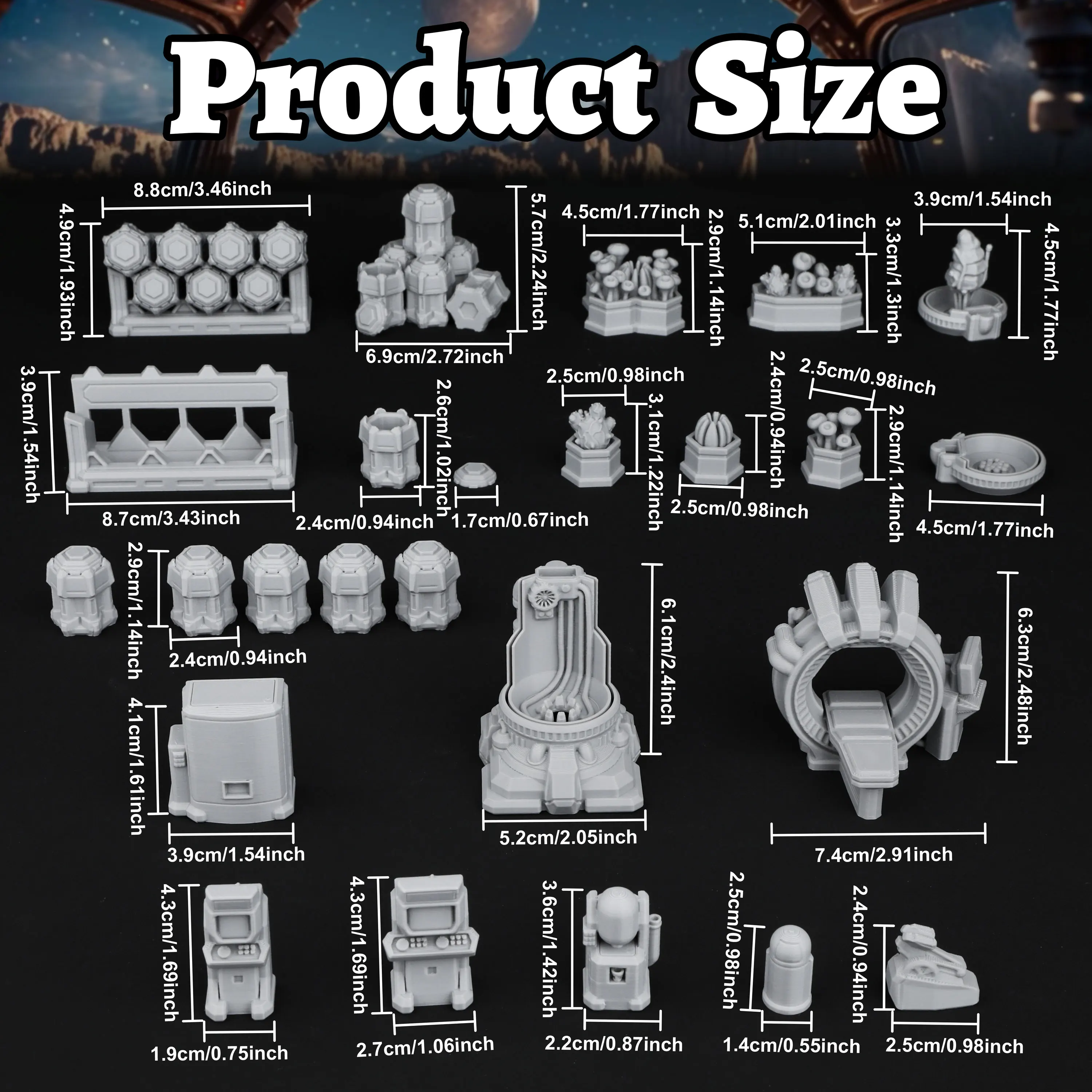 Sci-Fi Cargo and Lab Miniature Terrain Set, Detailed Spacecraft Internal Systems Scenery Accessories for TTRPG Tabletop Games
