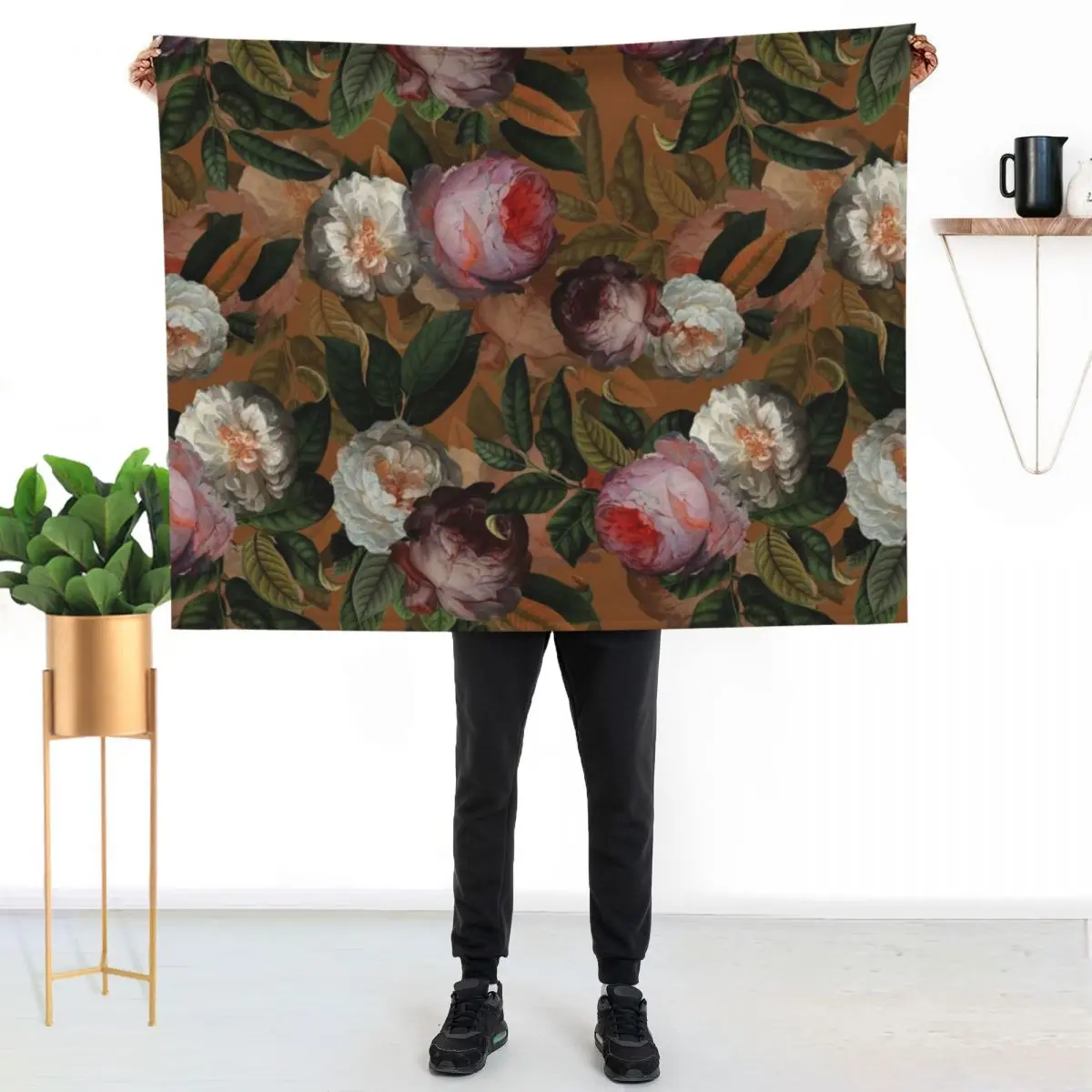 Copper Jan Davidsz. de Heem Vintage Roses Flowers Botanical Garden Throw Blanket Flannel Cute Plaid Blankets