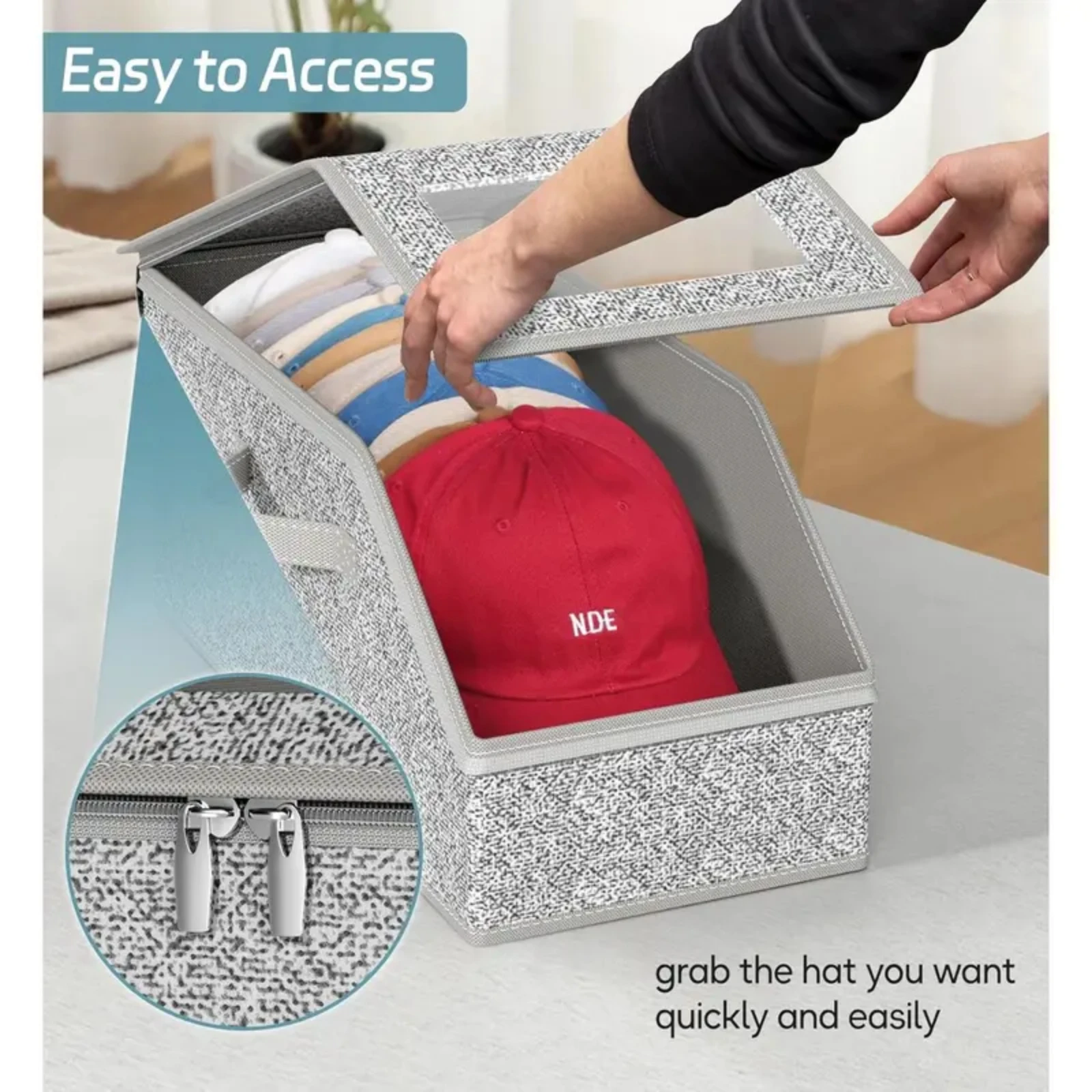 Foldable Zipper Baseball Cap Storage Box Hat Storage Box Wardrobe Storage Boxes Storage Bra Socks Toy Storage Organizer