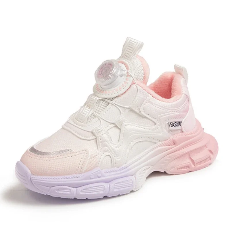 

Кроссовки для девочек, легкие дышащие прогулочные кроссовки для бега, спортивная обувь с вращающейся кнопкой, старая обувь в стиле ретро, уличная обувь для детей старшего возраста