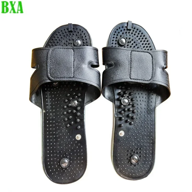 

1 Pair of 2 Pieces Massage Electrode Slippers Tens Treatment Slippers Body Foot Relaxation Massager Machine Physiotherapy Black