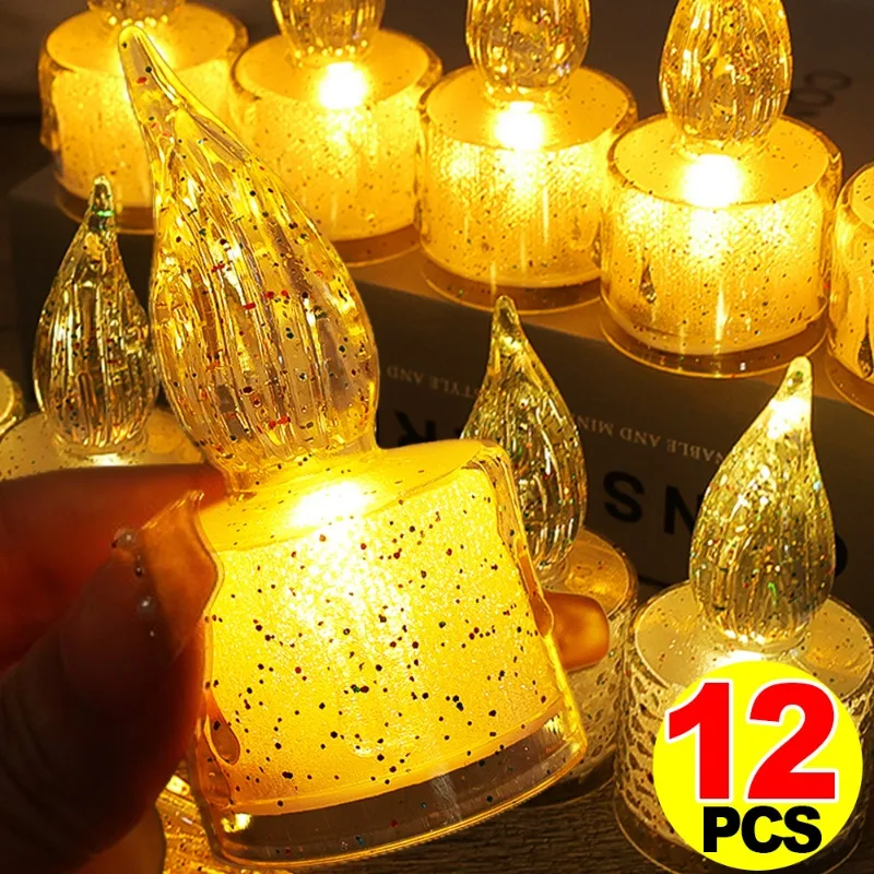 12/1PCS Mini LED Candle Lights Battery Powered Flameless Electronic Candles Tealight Birthday Wedding Party Decor Candle Lamp