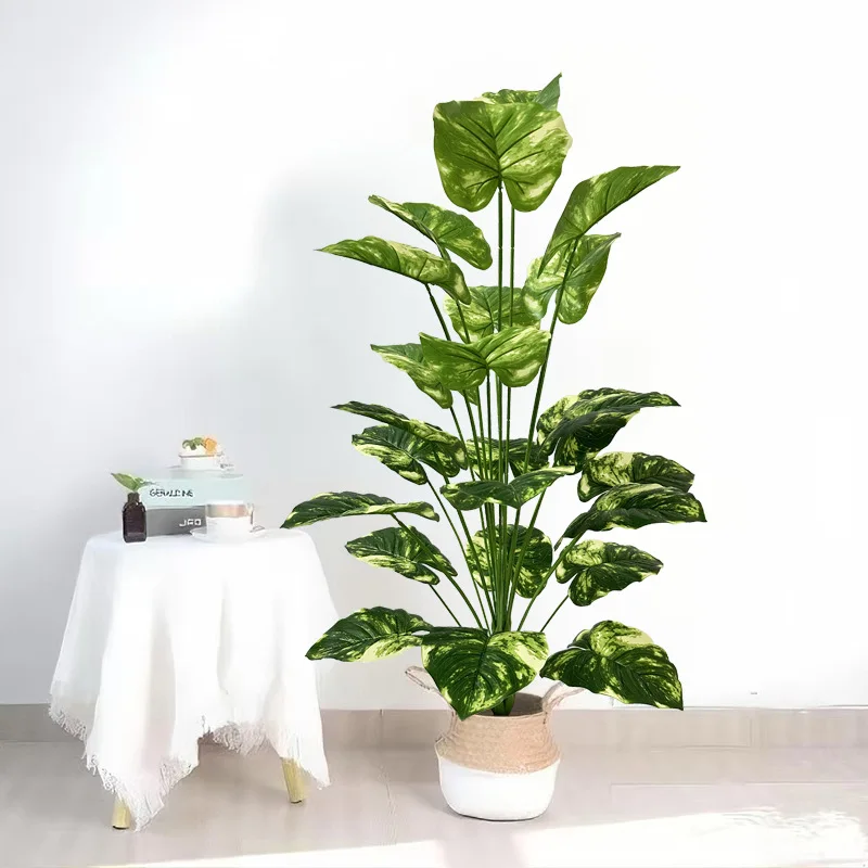 Plantas falsas de 24 hojas de 110CM, rama de árbol Monstera Artificial grande, palma Tropical de plástico, hoja de tortuga falsa, decoración de la habitación del jardín del hogar