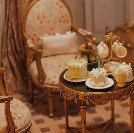 1/6 미니어처 가구 빈티지 커피 테이블 소파, 프랑스 다이닝 체어, 궁전 쥬얼리 테이블 모델, 1/12 인형 집 액세서리 선물