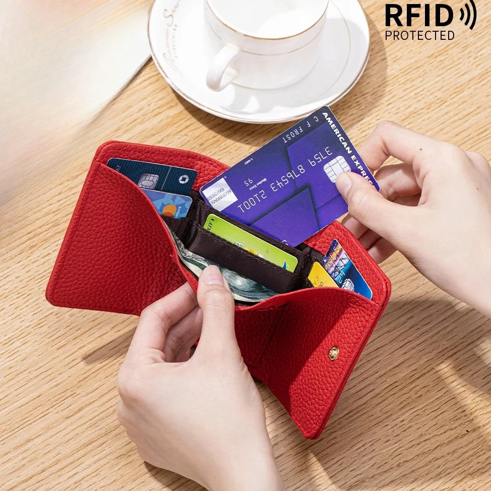 

Съемный кошелек для монет 2 в 1, кошельки для женщин, RFID-блокировка, натуральная кожа, складной кошелек, сумка для денег с замком-поцелуем, карман для монет