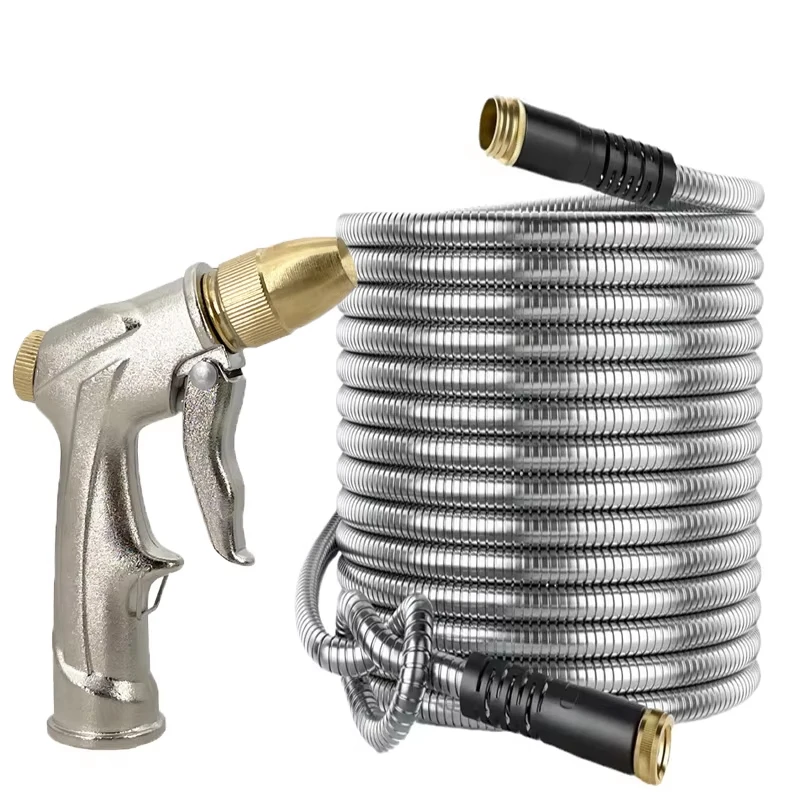 

Садовая водопроводная труба из нержавеющей стали с регулируемой многофункциональной насадкой, металлическая садовая водопроводная труба для полива садового газона