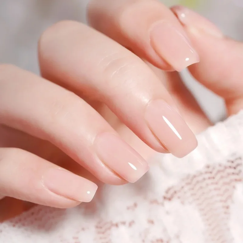 16pcs/packSolid Color Nail Stickers Pink Nude Simple Disposable Nail Polish Film Nail Stickers Party Daily Nail Decoration Stick