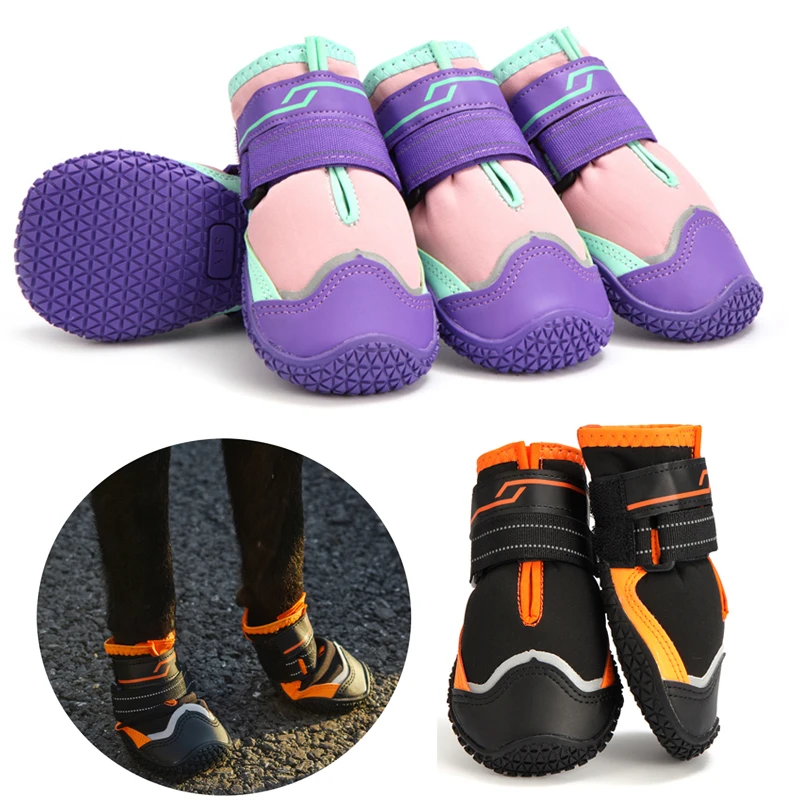 4PCS/Set Spring Winter Pet Shoes for Large Medium Dogs Waterproof Dog Rain Snow Boots Reflective for Outdoor Walking Running