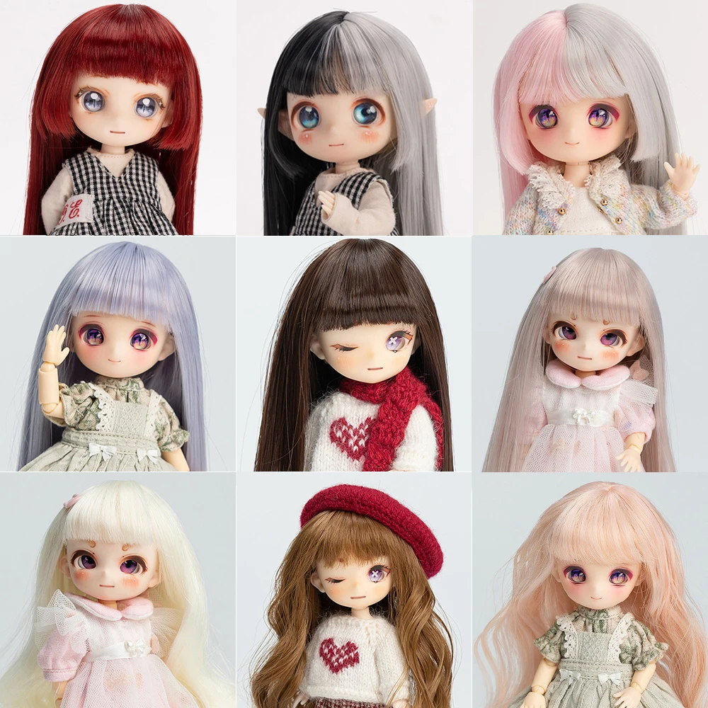 Ob11 Wig Soft Cute Curly Bangs Wavy Hair Long Straight Hair Short Hair  Multi-Color for 1/12 Bjd, Gsc ,Ymy Head Doll Accessories